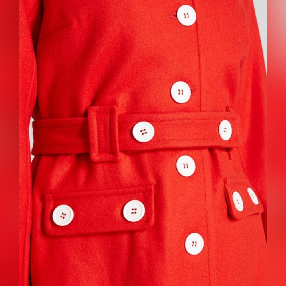 Modcloth Red Mod Belted Car Coat NWT - Picture 11 of 15